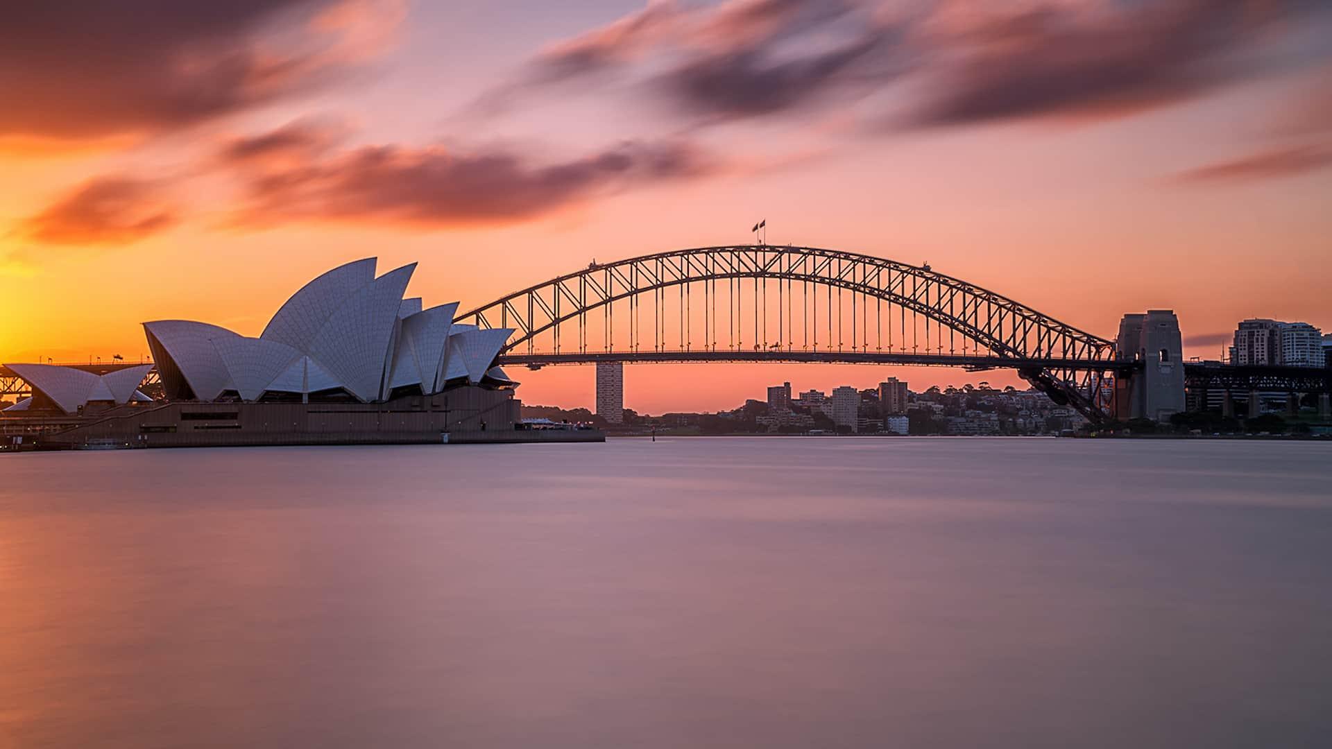 australian sunsets sydney harbour bridge