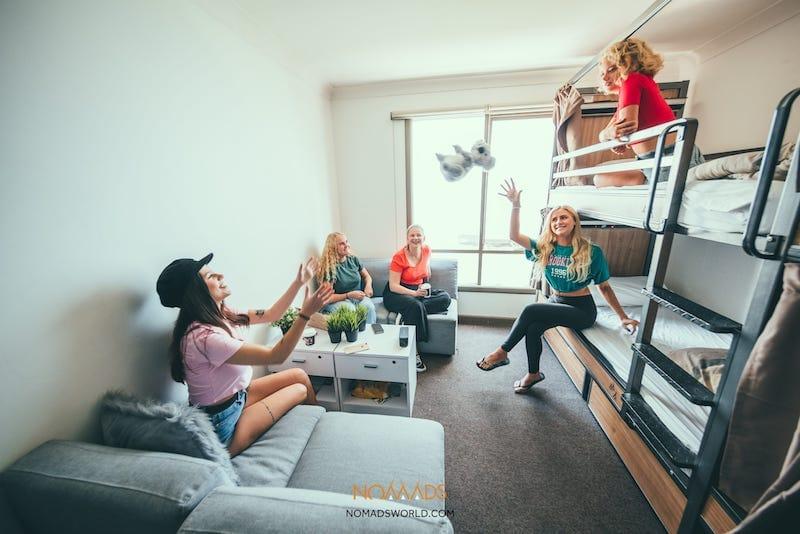 staying in a hostel dorm