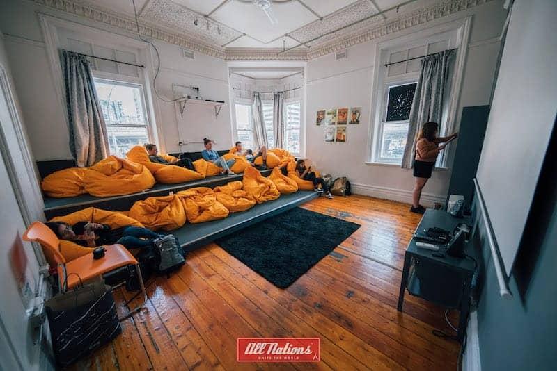 tv lounge at all nations hostel melbourne