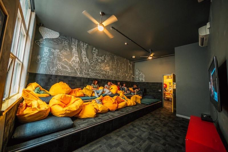 TV room at united backpackers melbourne