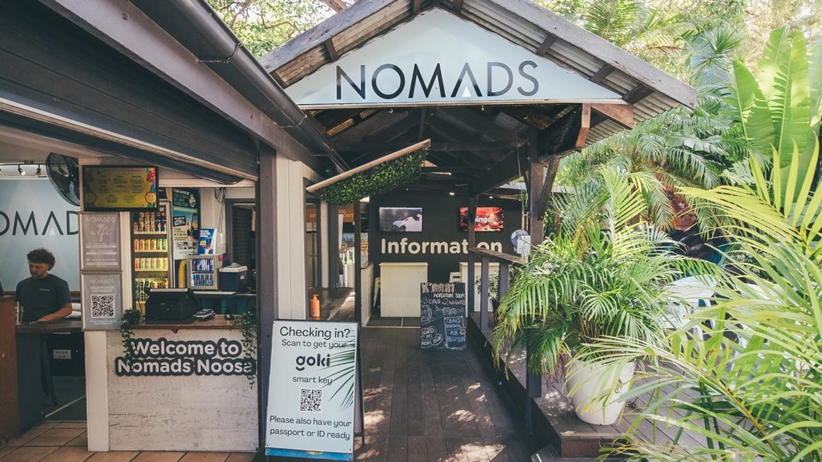Front of Nomads Noosa Hostel reception