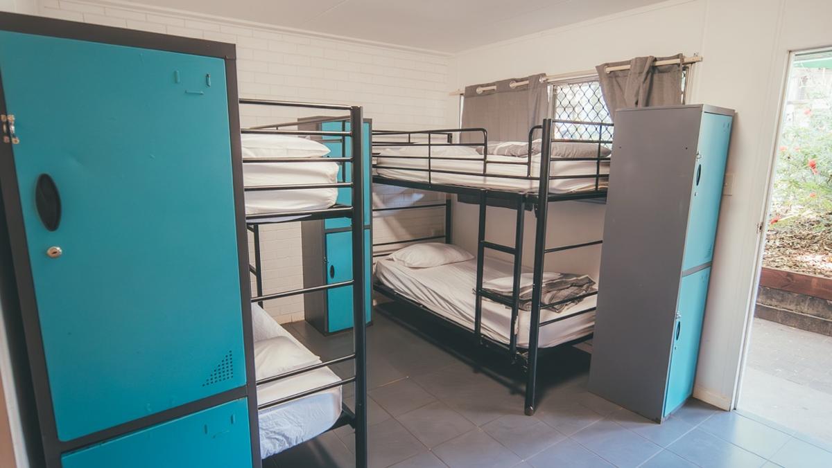 4 bed dorm room at nomads Noosa with security lockers